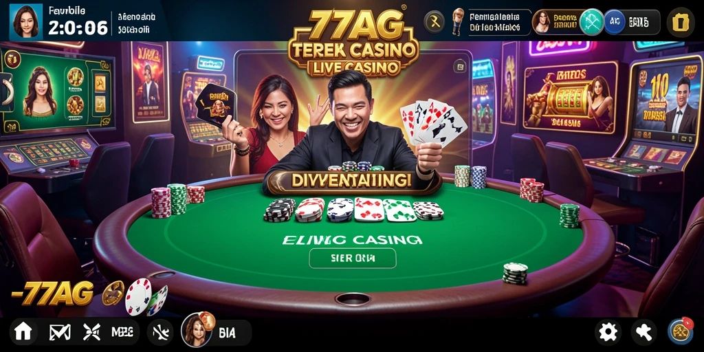 Screenshot gameplay Live Casino 77AG yang seru dan mendebarkan.