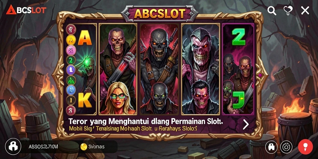Tampilan gameplay menyeramkan dengan makhluk horror di ABCSLOT.