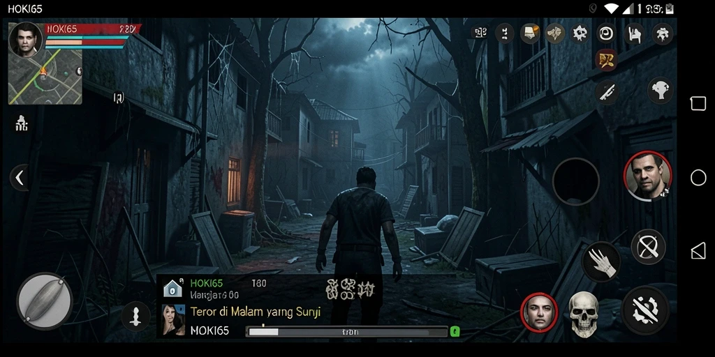 Screenshot gameplay HOKI65 dengan suasana horror yang mendebarkan.