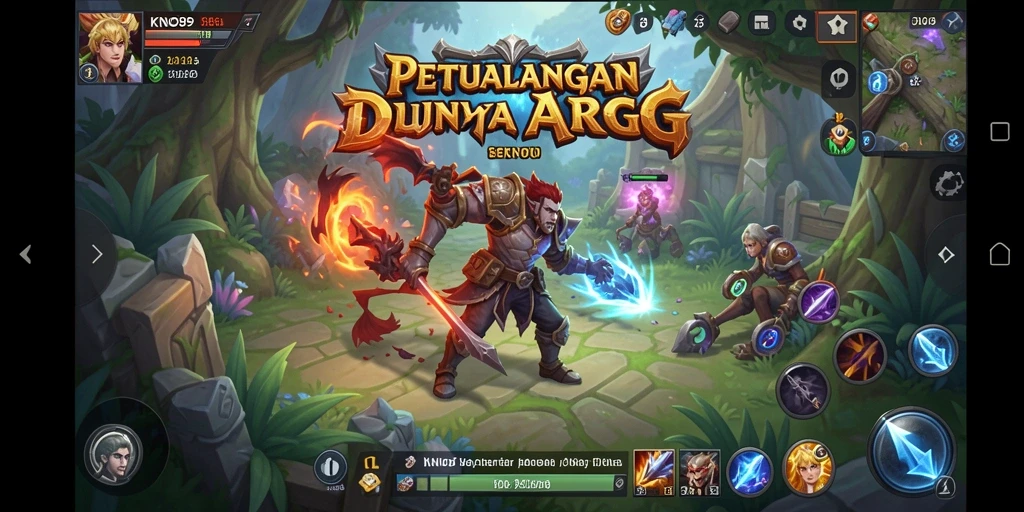 Screenshot utama KNO89 memperlihatkan pertarungan seru dengan monster epic.