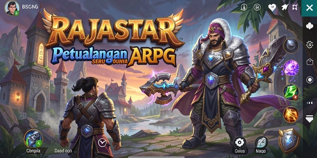 Tampilan gameplay menarik dari RAJASTAR yang menampilkan pertarungan ARPG.