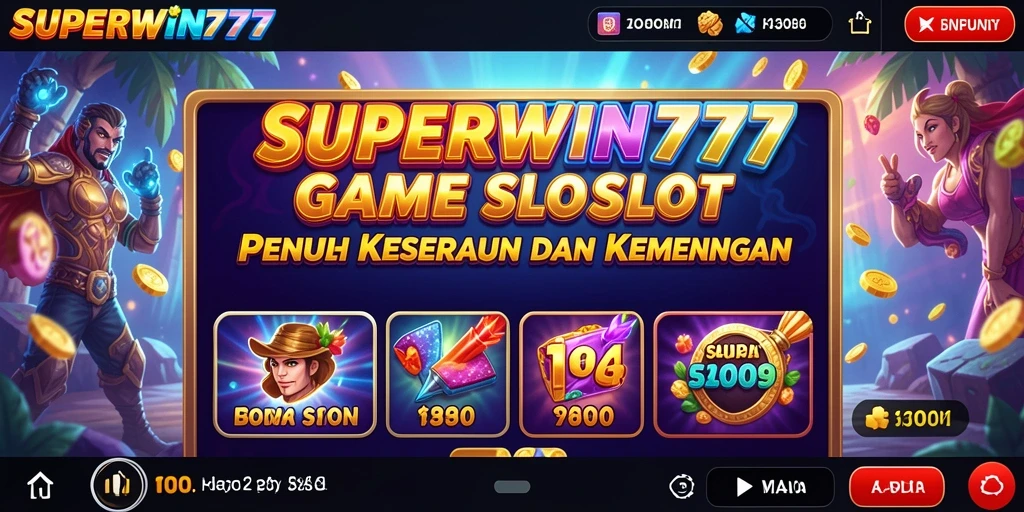Tampilan gameplay menakjubkan dari SUPERWIN777 dengan banyak simbol Slot.