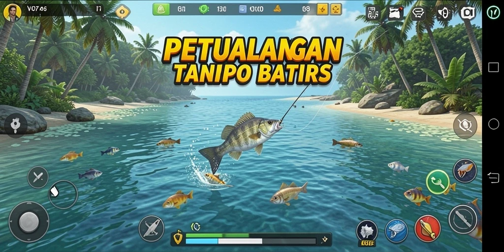 Screenshot permainan V07 memperlihatkan pengalaman memancing yang seru dan mendebarkan.