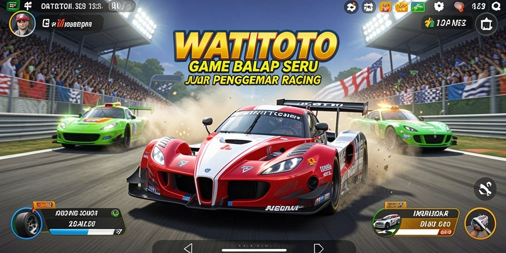 Screenshot gameplay WATITOTO menampilkan aksi balapan yang mendebarkan.
