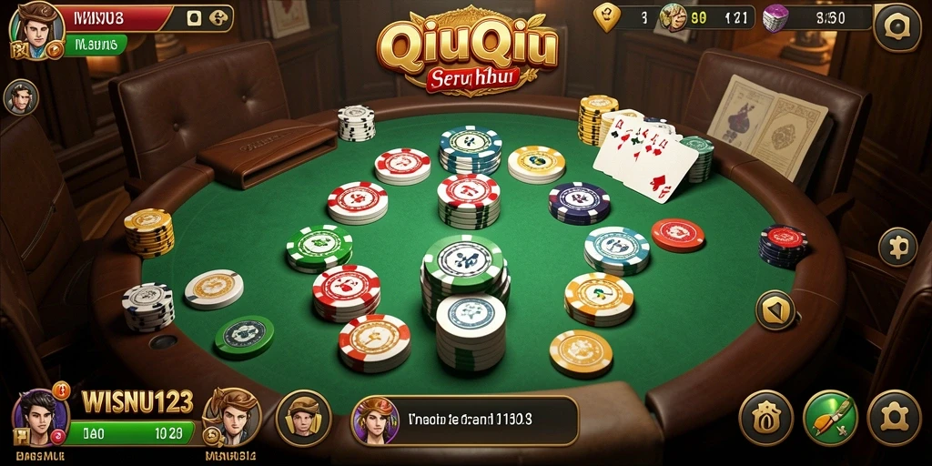 Screenshot gameplay WISNU123 menunjukkan aksi seru dalam permainan QiuQiu.