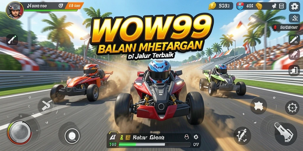 Screenshot gameplay WOW99 yang menampilkan balapan mendebarkan.