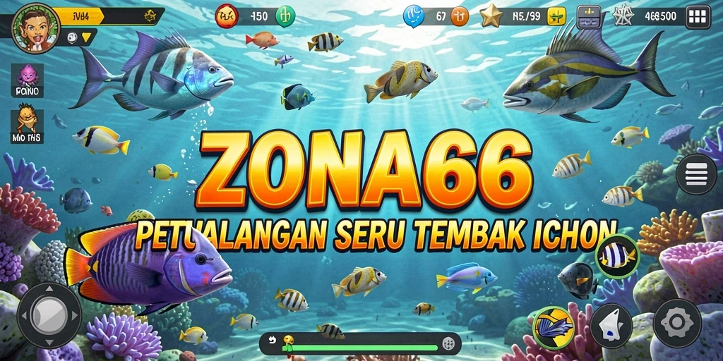 Tampilan gameplay ZONA66 yang seru dan menantang saat menembak ikan.